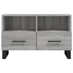 Meuble de TV Gris Effet Sonoma et Métal - 80 cm-Mon Meuble TV-Blanc-1-5