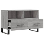 Meuble de TV Gris Effet Sonoma et Métal - 80 cm-Mon Meuble TV-Blanc-1-6