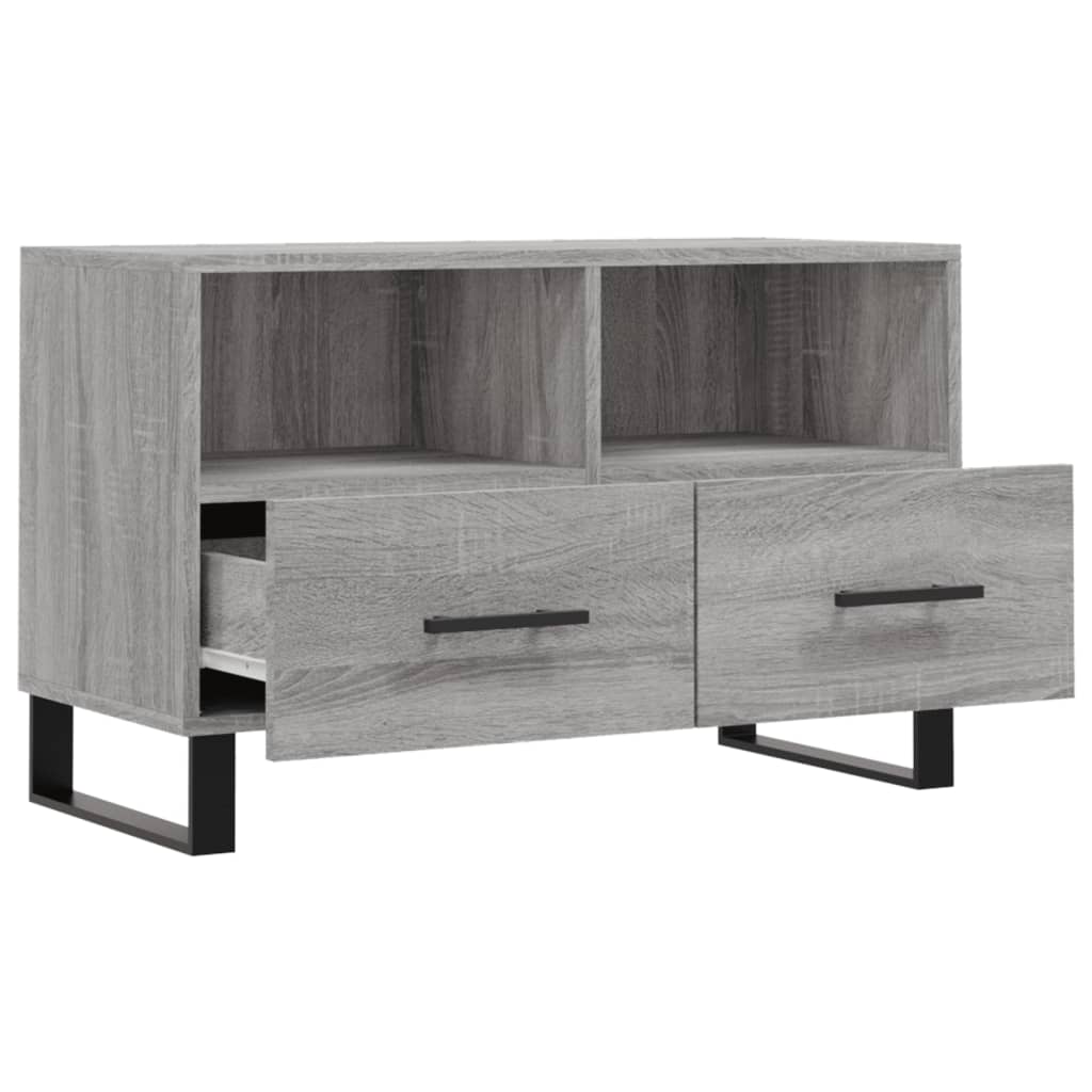 Meuble de TV Gris Effet Sonoma et Métal - 80 cm-Mon Meuble TV-Blanc-1-6