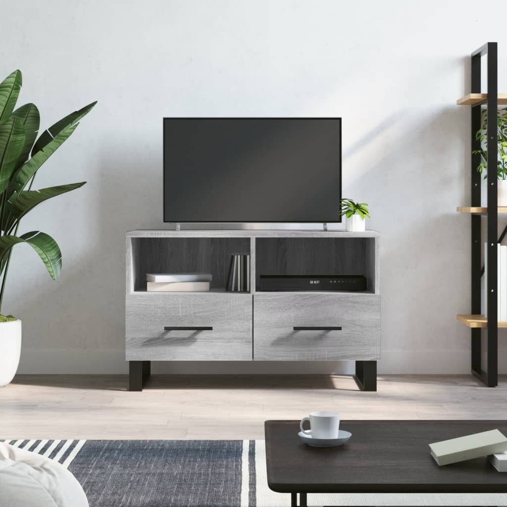 Meuble de TV Gris Effet Sonoma et Métal - 80 cm-Mon Meuble TV-Sonoma gris-1-1