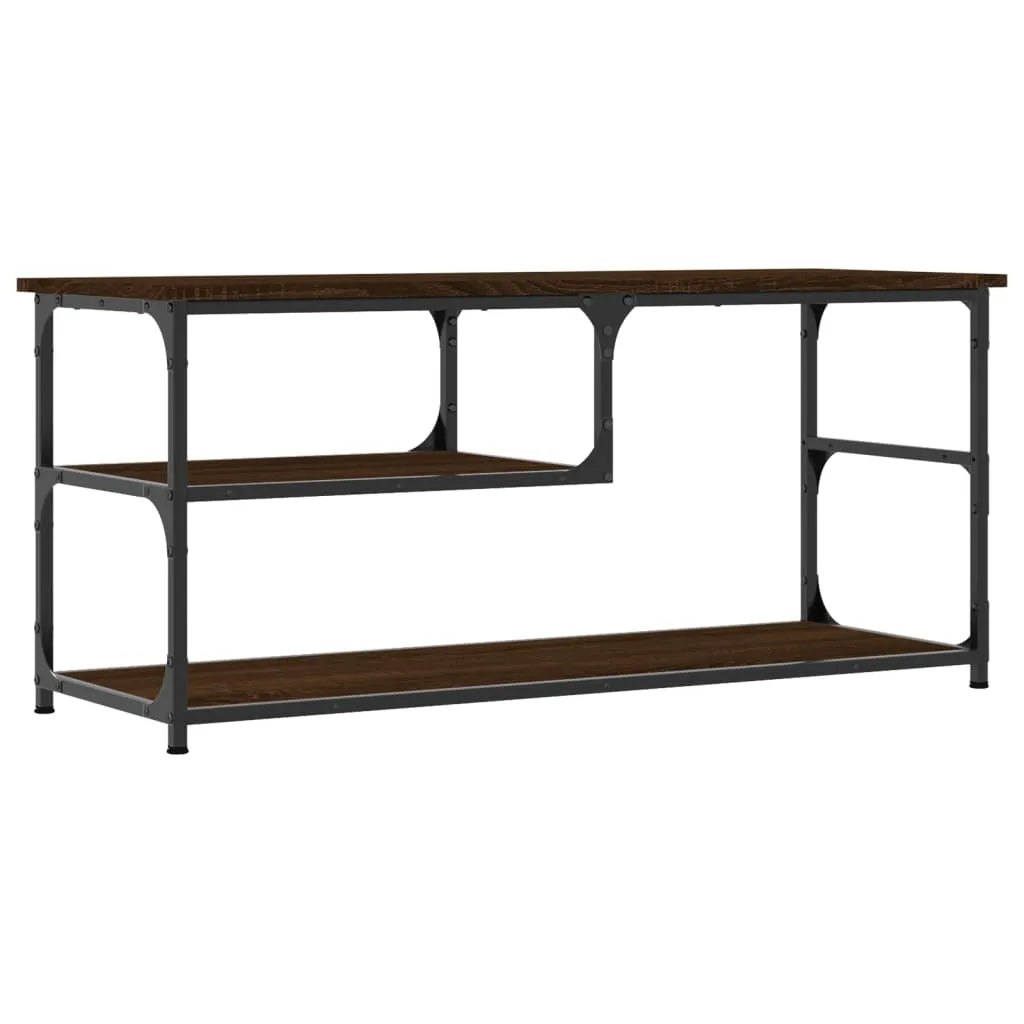 Meuble de TV Style Industriel Effet Chêne et Acier - 103 cm-Mon Meuble TV-Chêne marron-1