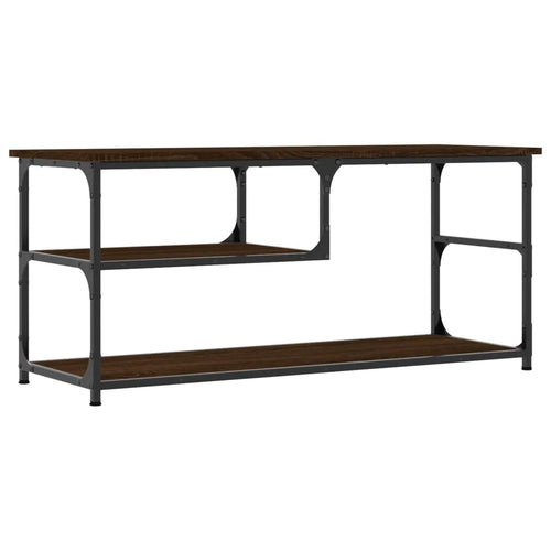 Meuble de TV Style Industriel Effet Chêne et Acier - 103 cm-Mon Meuble TV-Chêne marron-1
