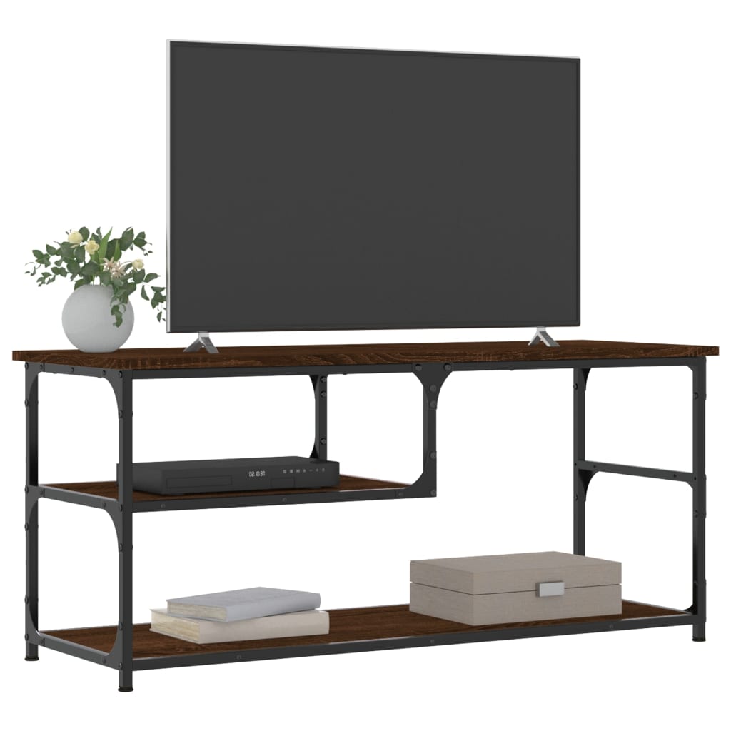 Meuble de TV Style Industriel Effet Chêne et Acier - 103 cm-Mon Meuble TV-Chêne marron-3