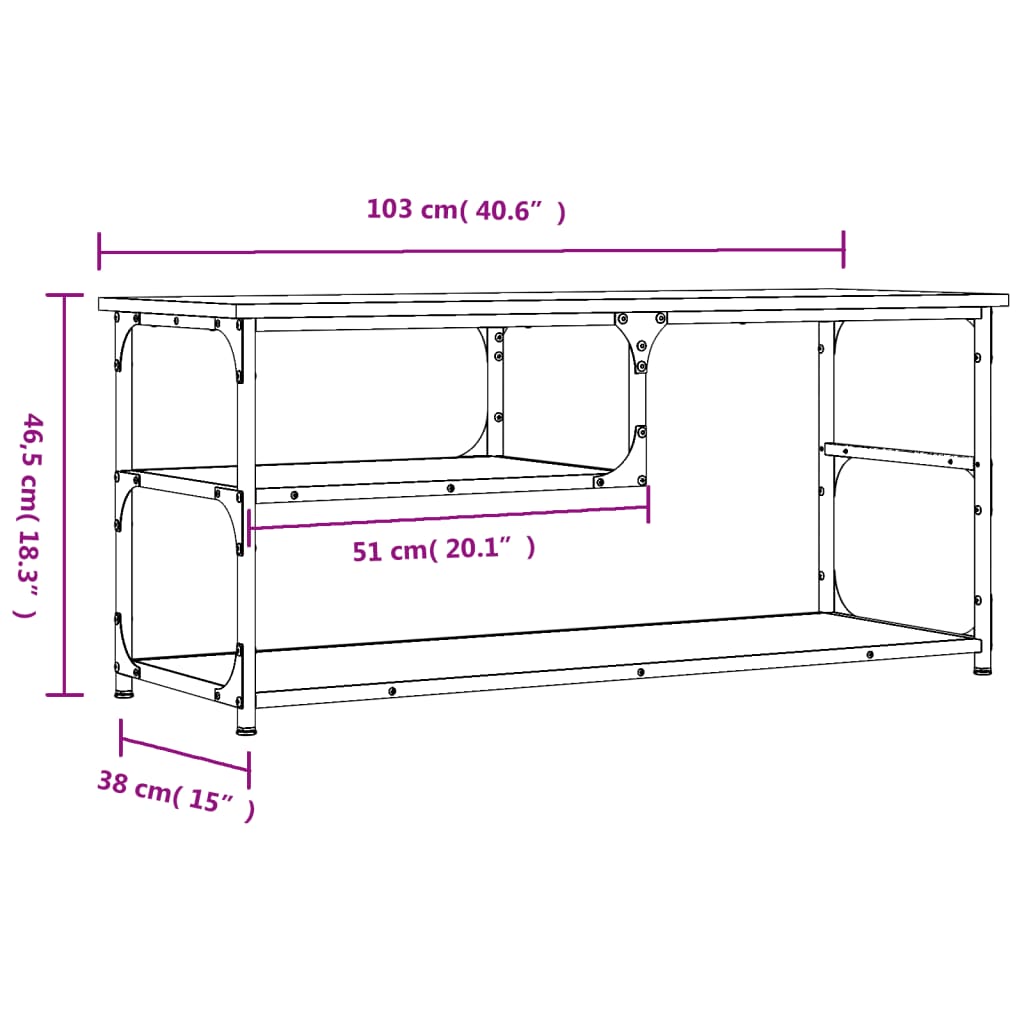 Meuble de TV Style Industriel Effet Chêne et Acier - 103 cm-Mon Meuble TV-Chêne marron-9