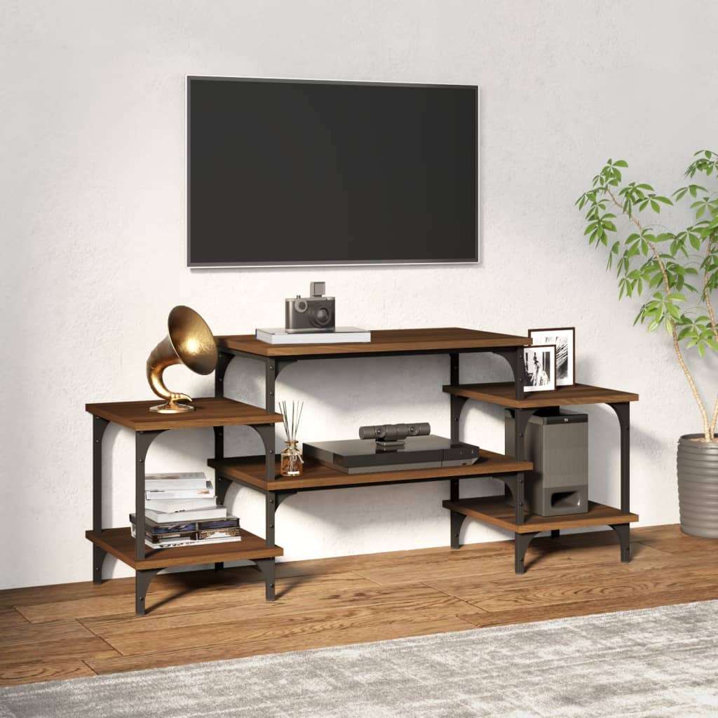 Meuble Salon TV avec Rangement Effet Chêne Fumé - 197 cm-Mon Meuble TV-Chêne marron-117 cm-13