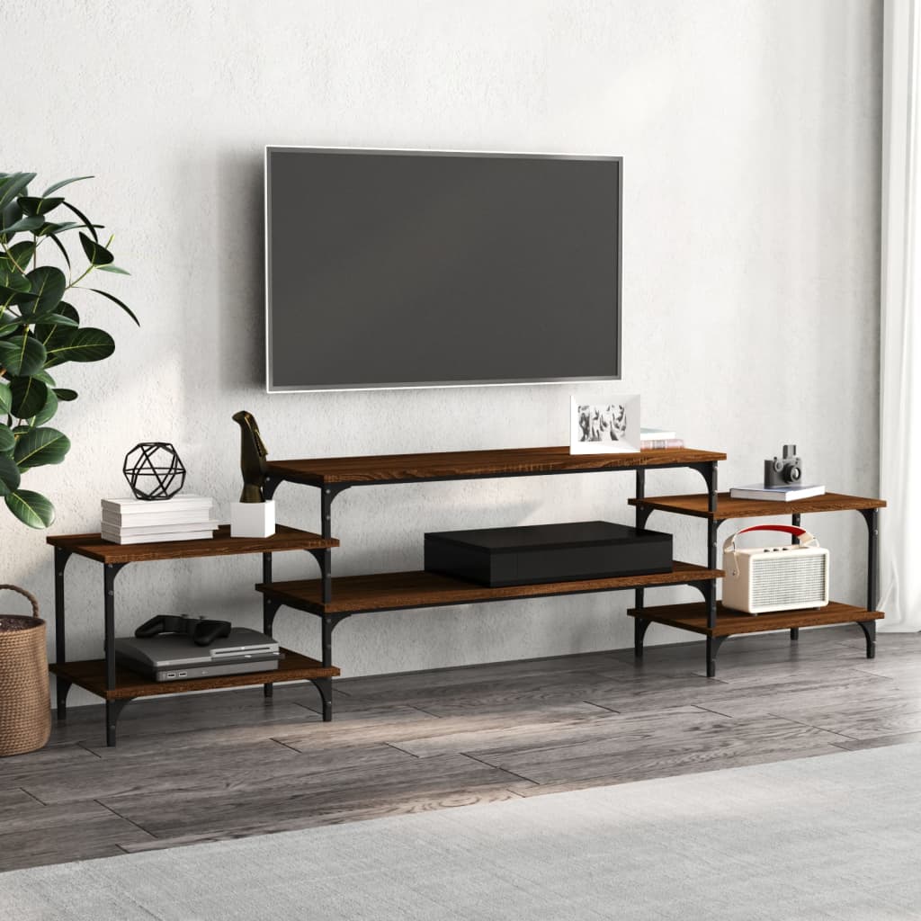 Meuble Salon TV avec Rangement Effet Chêne Fumé - 197 cm-Mon Meuble TV-Chêne marron-197 cm-19