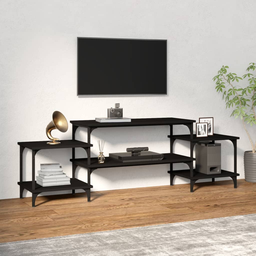 Meuble Salon TV avec Rangement Effet Chêne Fumé - 197 cm-Mon Meuble TV-Noir-157 cm-16