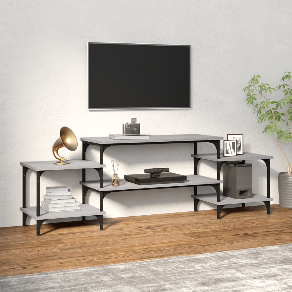Meuble Salon TV avec Rangement Effet Chêne Fumé - 197 cm-Mon Meuble TV-Sonoma gris-157 cm-17