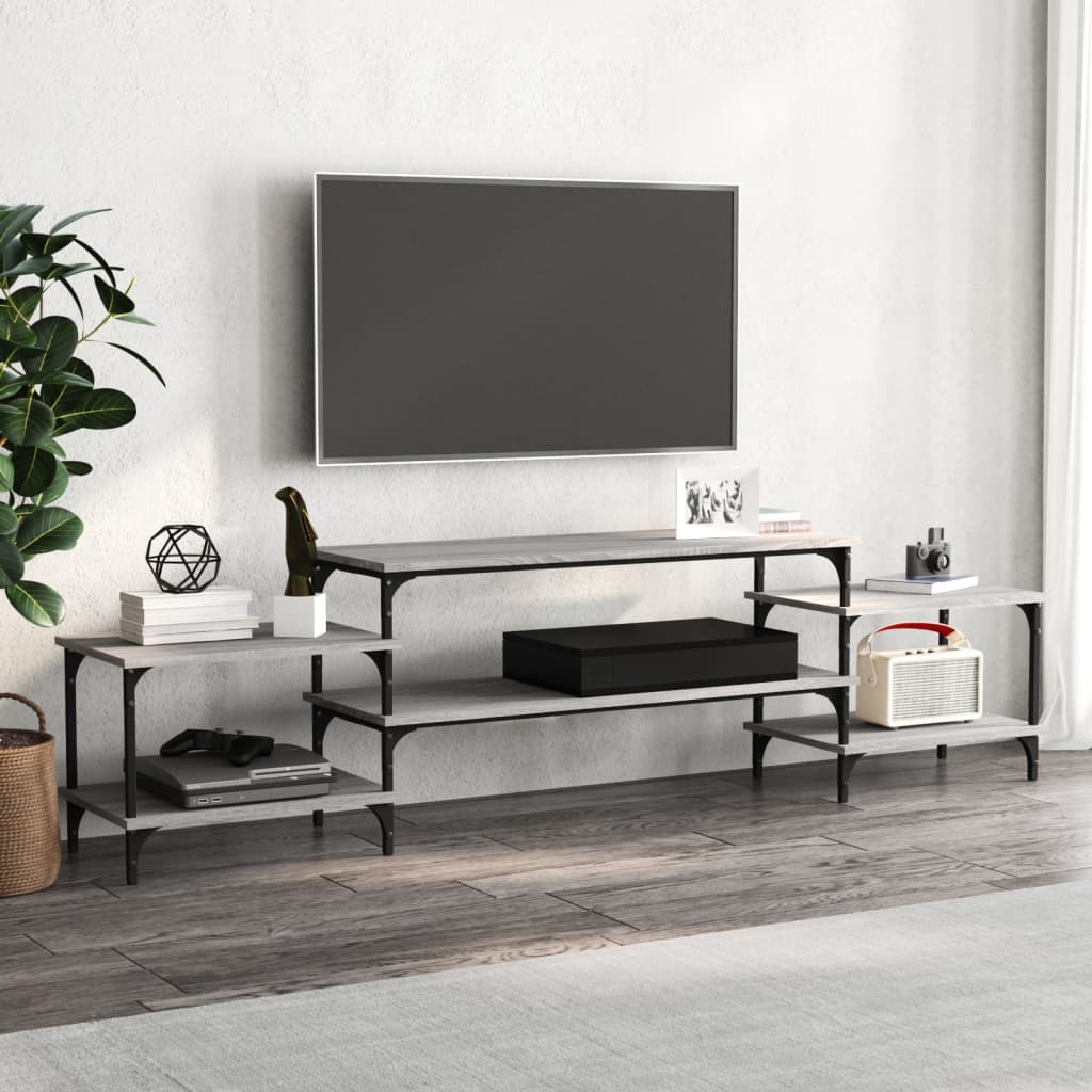 Meuble Salon TV avec Rangement Effet Chêne Fumé - 197 cm-Mon Meuble TV-Sonoma gris-197 cm-21
