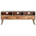 Meuble Télé Bois Gris en Manguier Massif - 130 cm-Mon Meuble TV-2