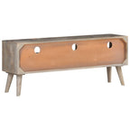 Meuble Télé Bois Gris en Manguier Massif - 130 cm-Mon Meuble TV-4