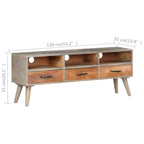 Meuble Télé Bois Gris en Manguier Massif - 130 cm-Mon Meuble TV-7
