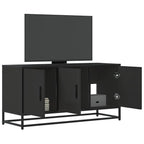 Meuble Télé Industriel Finition Bois Noir - 100 cm-Mon Meuble TV-Noir-1-1