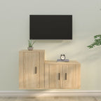 Meuble TV 100 cm Suspendu Effet Chêne Marron - 2 Pièces-Mon Meuble TV-Chêne sonoma-12