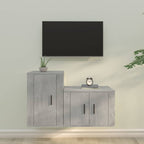 Meuble TV 100 cm Suspendu Effet Chêne Marron - 2 Pièces-Mon Meuble TV-Gris béton-11