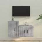Meuble TV 100 cm Suspendu Effet Chêne Marron - 2 Pièces-Mon Meuble TV-Sonoma gris-9