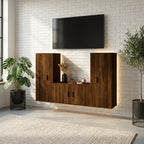 meuble-tv-140-cm-suspendu-effet-chene-marron-3-pieces-decor