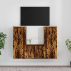 Meuble TV 140 cm Suspendu Effet Chêne Marron - 3 Pièces-Mon Meuble TV-Chêne fumé-3-11