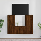 Meuble TV 140 cm Suspendu Effet Chêne Marron - 3 Pièces-Mon Meuble TV-Chêne marron-3-1