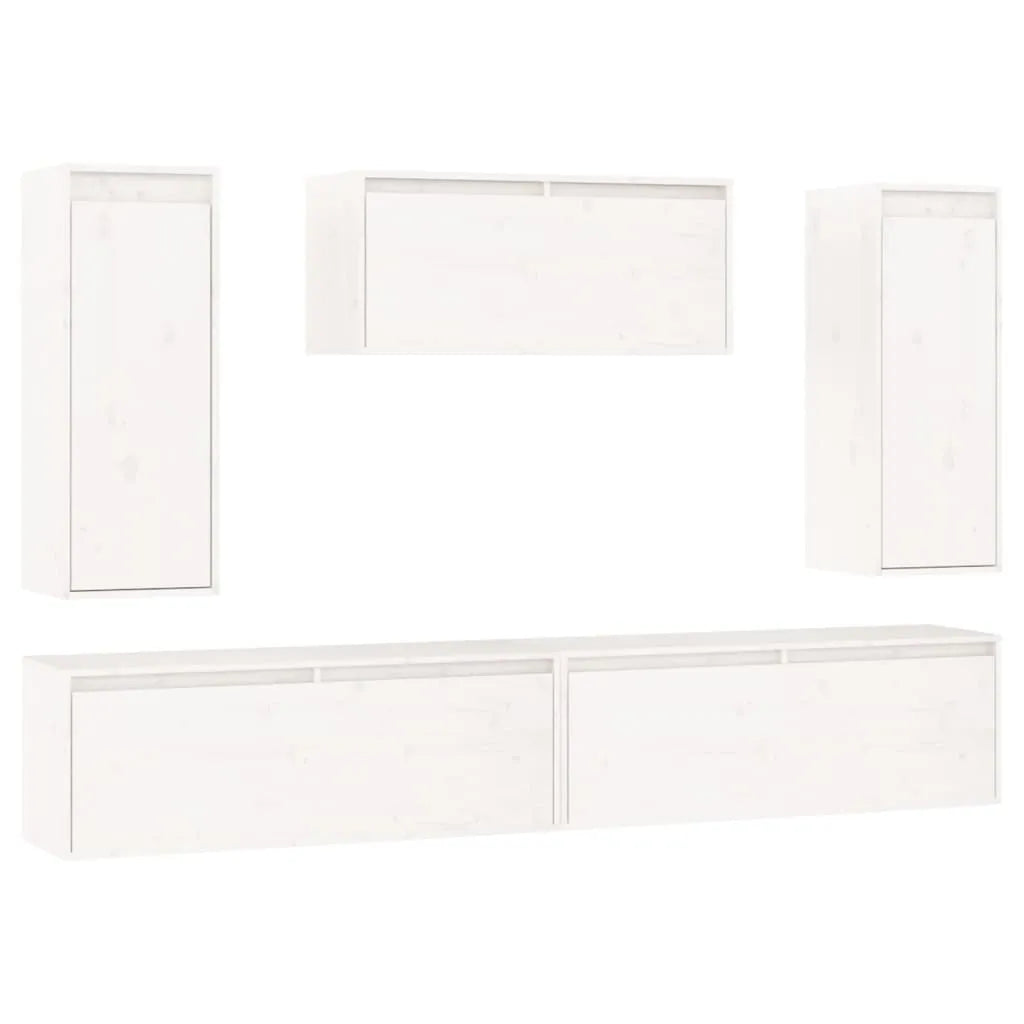 Meuble TV 200 cm Suspendu en Pin Massif Blanc-Mon Meuble TV-Blanc-1
