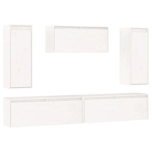 Meuble TV 200 cm Suspendu en Pin Massif Blanc-Mon Meuble TV-Blanc-1