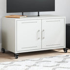 Meuble TV à Pieds en Acier Anthracite - 68 cm-Mon Meuble TV-Blanc-1-14