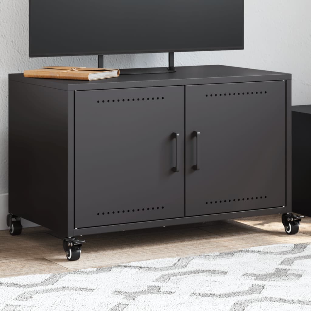 Meuble TV à Pieds en Acier Anthracite - 68 cm-Mon Meuble TV-Noir-1-15