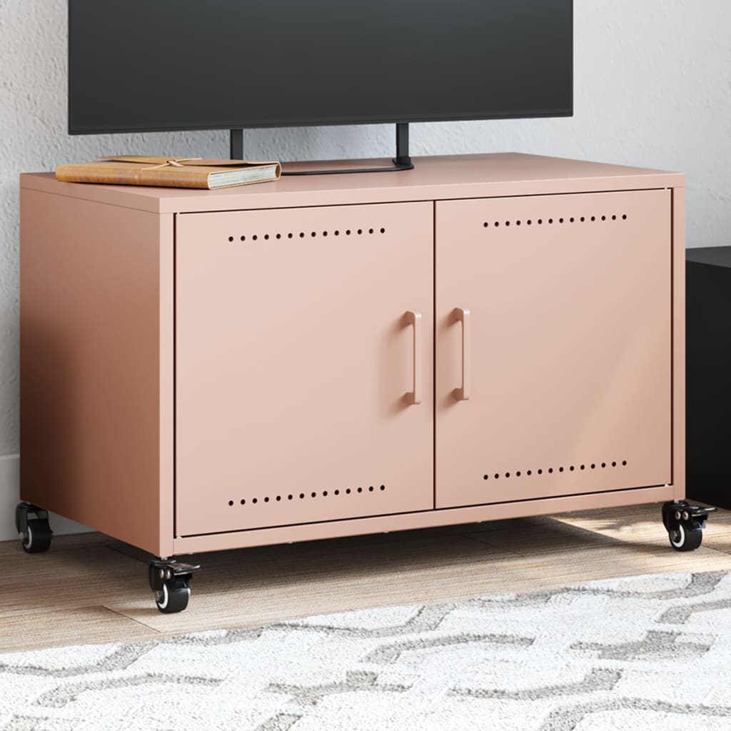 Meuble TV à Pieds en Acier Anthracite - 68 cm-Mon Meuble TV-Rose-1-13