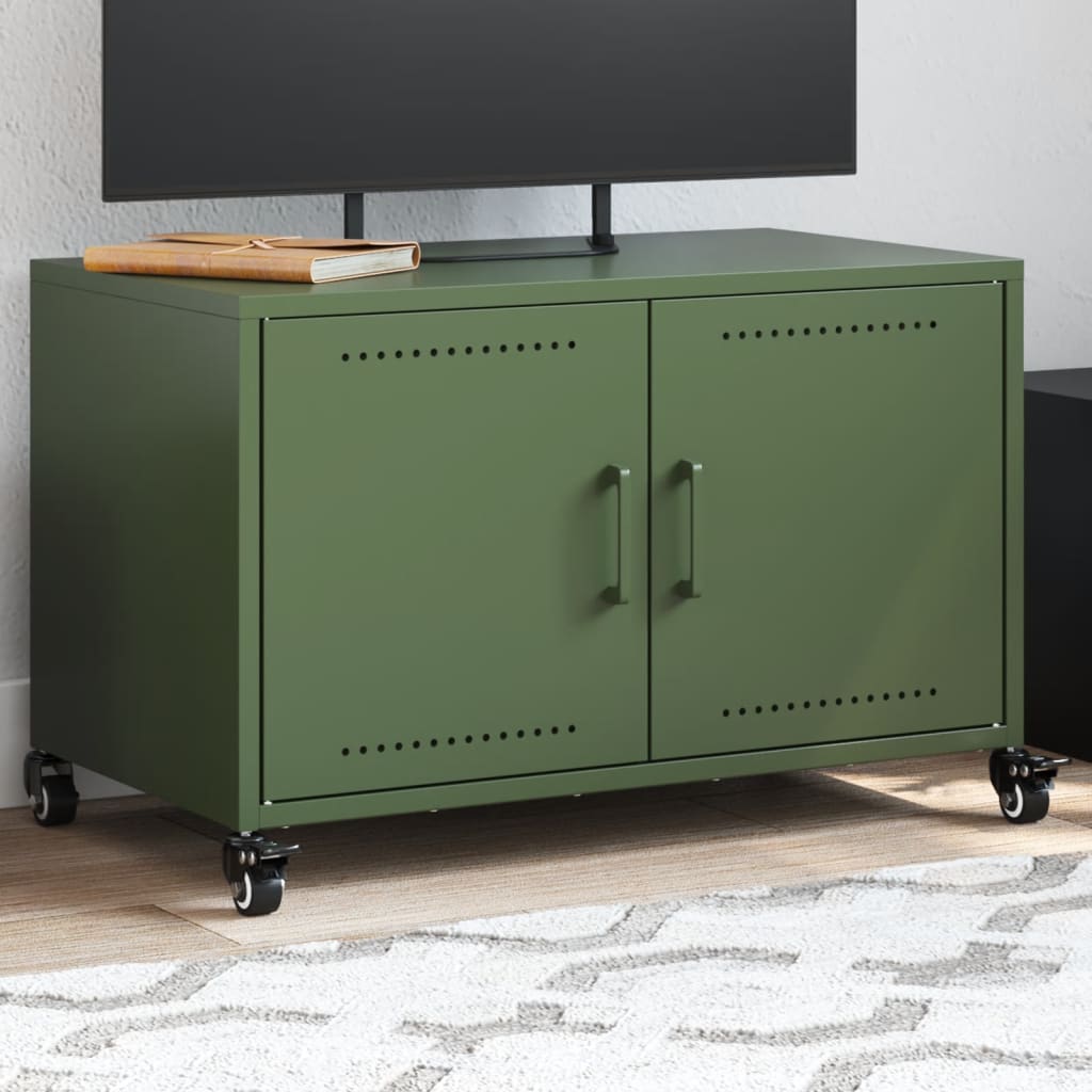 Meuble TV à Pieds en Acier Anthracite - 68 cm-Mon Meuble TV-Vert-1-17