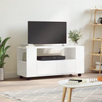 Meuble TV à Roulettes Effet Bois Gris - 102 cm-Mon Meuble TV-Blanc-1-13