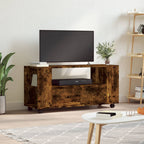 Meuble TV à Roulettes Effet Bois Gris - 102 cm-Mon Meuble TV-Chêne fumé-1-14