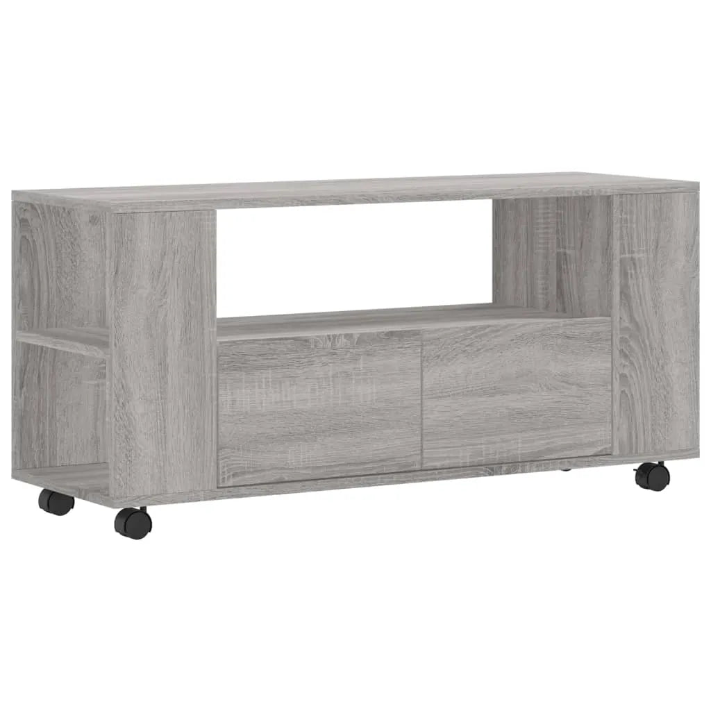 Meuble TV à Roulettes Effet Bois Gris - 102 cm-Mon Meuble TV-Chêne fumé-1-2