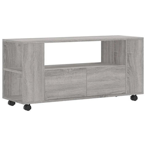 Meuble TV à Roulettes Effet Bois Gris - 102 cm-Mon Meuble TV-Chêne fumé-1-2