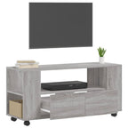 Meuble TV à Roulettes Effet Bois Gris - 102 cm-Mon Meuble TV-Chêne fumé-1-4