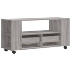 Meuble TV à Roulettes Effet Bois Gris - 102 cm-Mon Meuble TV-Chêne fumé-1-8
