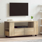 Meuble TV à Roulettes Effet Bois Gris - 102 cm-Mon Meuble TV-Chêne sonoma-1-17