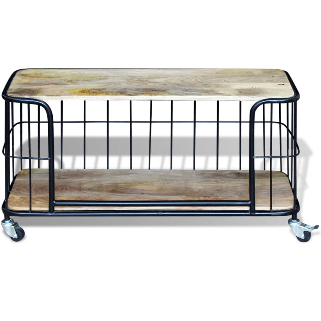 Meuble TV à Roulettes en Manguier et Métal - 100 cm-Mon Meuble TV-2