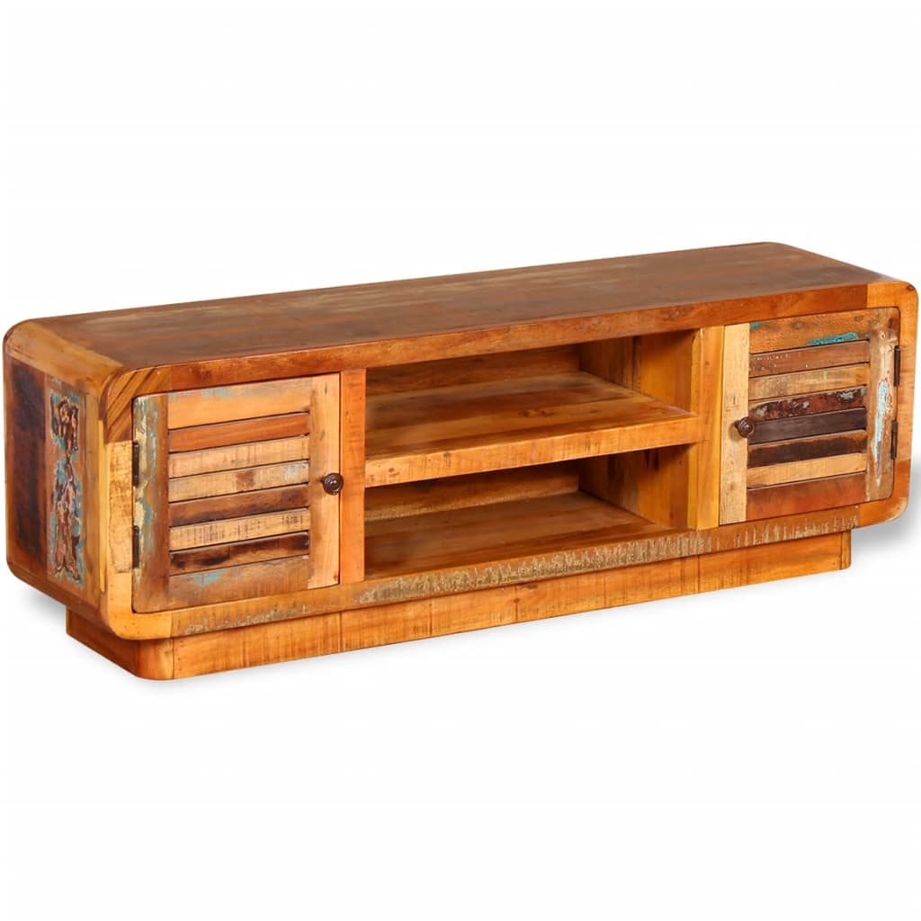 Meuble TV Ancien en Bois de Récupération Massif - 120 cm-Mon Meuble TV-3