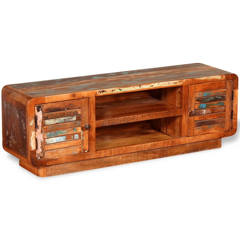 Meuble TV Ancien en Bois de Récupération Massif - 120 cm-Mon Meuble TV-4