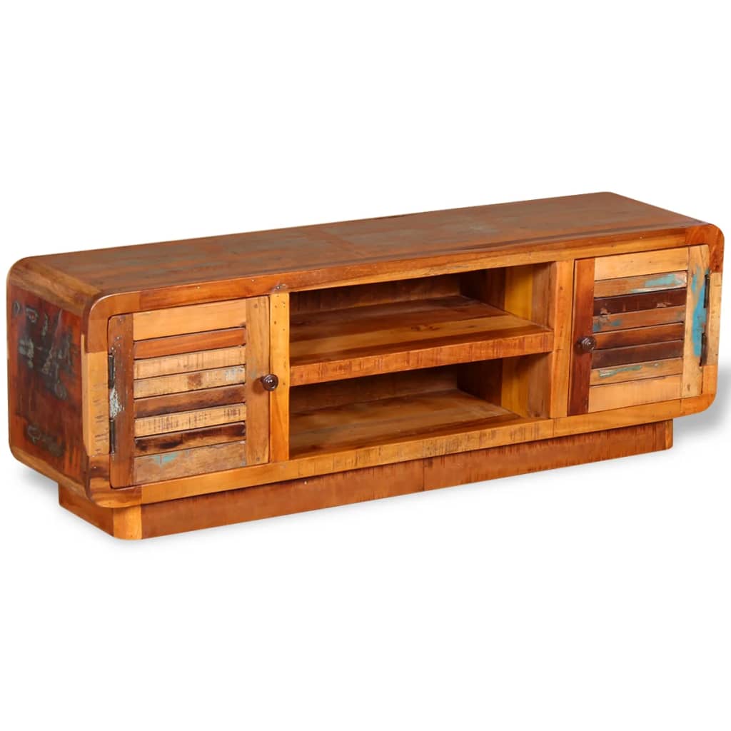 Meuble TV Ancien en Bois de Récupération Massif - 120 cm-Mon Meuble TV-5