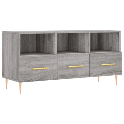 Meuble TV avec 3 Tiroirs Effet Sonoma Gris - 102 cm