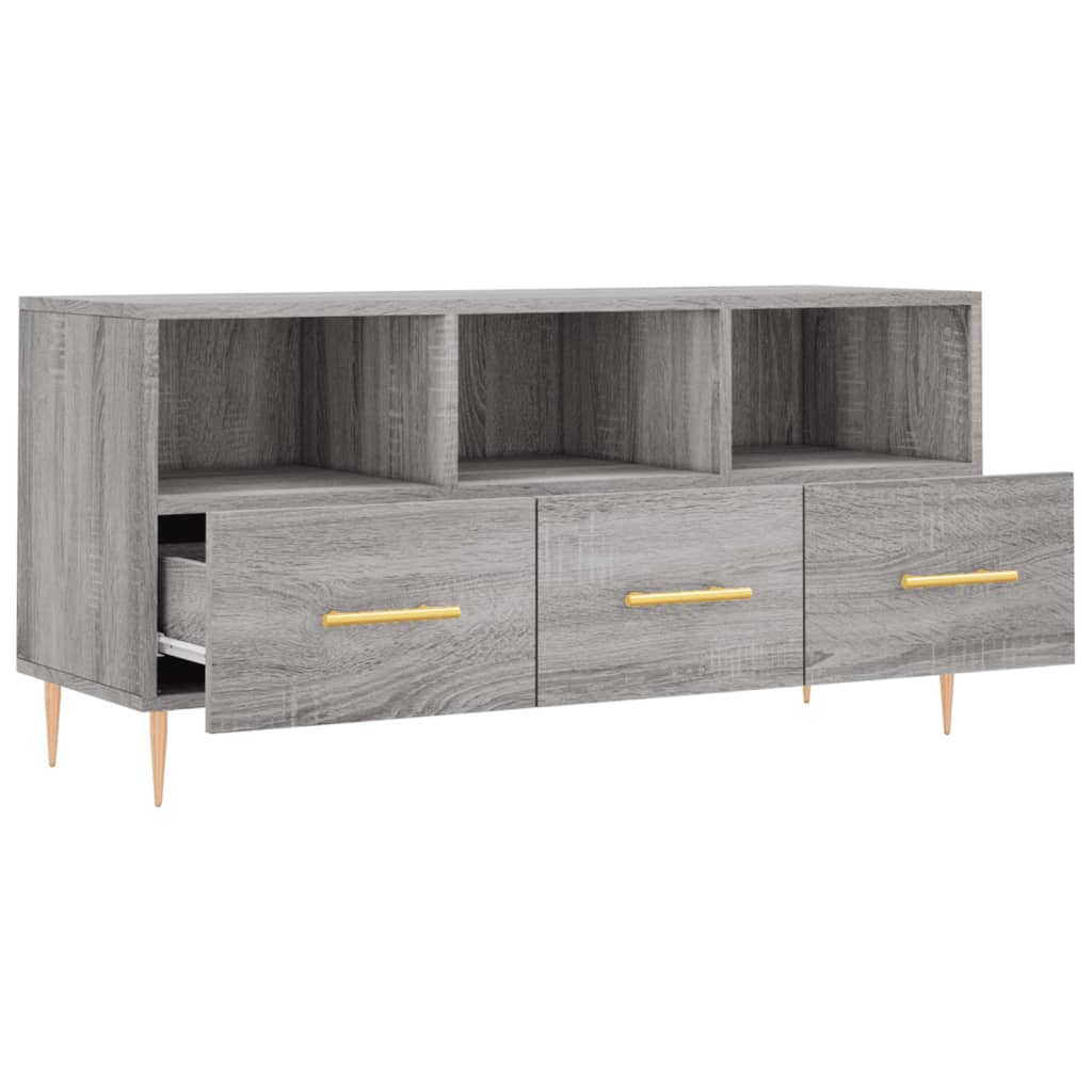Meuble TV avec 3 Tiroirs Effet Sonoma Gris - 102 cm-Mon Meuble TV-Chêne fumé-1-6