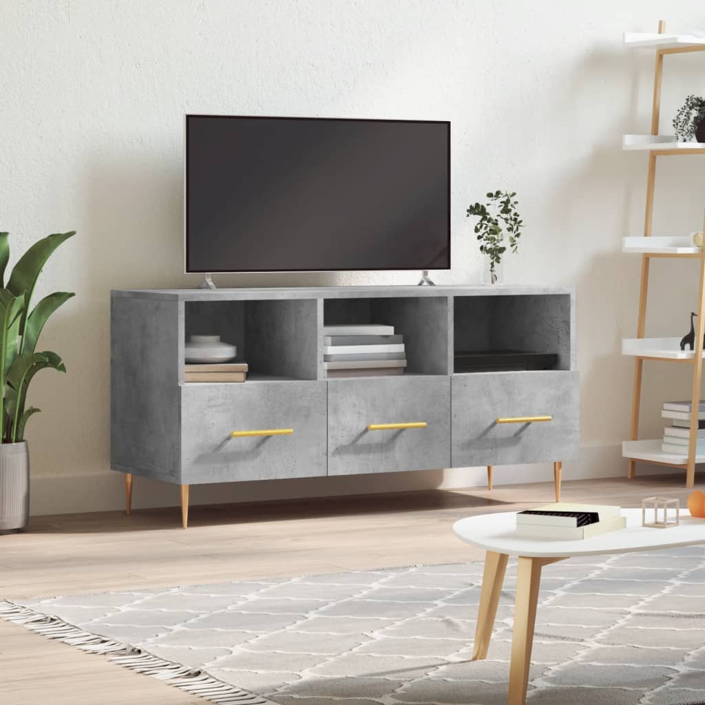 Meuble TV avec 3 Tiroirs Effet Sonoma Gris - 102 cm-Mon Meuble TV-Gris béton-1-13