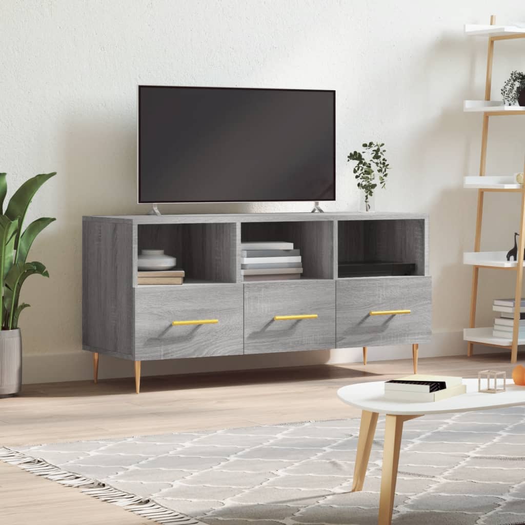 Meuble TV avec 3 Tiroirs Effet Sonoma Gris - 102 cm-Mon Meuble TV-Sonoma gris-1-1