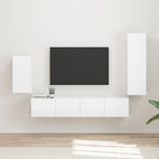 Meuble TV avec Colonne de Rangement Effet Chêne - 4 Pièces-Mon Meuble TV-Blanc brillant-15