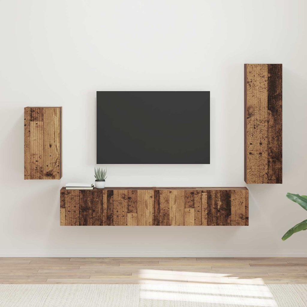 Meuble TV avec Colonne de Rangement Effet Chêne - 4 Pièces-Mon Meuble TV-Bois ancien-17