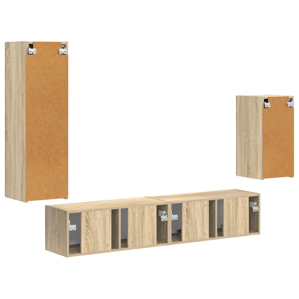 Meuble TV avec Colonne de Rangement Effet Chêne - 4 Pièces-Mon Meuble TV-Chêne sonoma-10