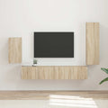 Meuble TV avec Colonne de Rangement Effet Chêne - 4 Pièces-Mon Meuble TV-Chêne sonoma-2
