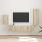Meuble TV avec Colonne de Rangement Effet Chêne - 4 Pièces-Mon Meuble TV-Chêne sonoma-2