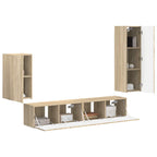 Meuble TV avec Colonne de Rangement Effet Chêne - 4 Pièces-Mon Meuble TV-Chêne sonoma-3